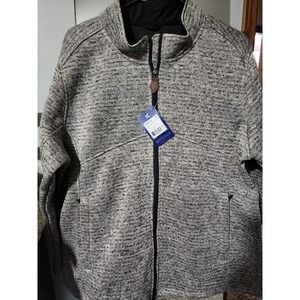 Womens Knoss Light‎ Heather Grey Bonded Sweater Fleece Jacket Size 2xl